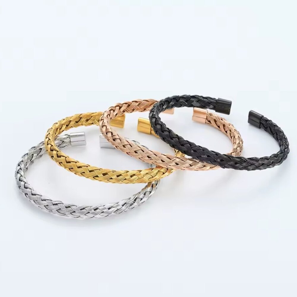 Open stainless steel cuff bracelet